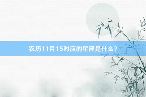 农历11月15对应的星座是什么？