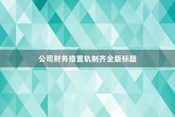 公司财务措置轨制齐全版标题